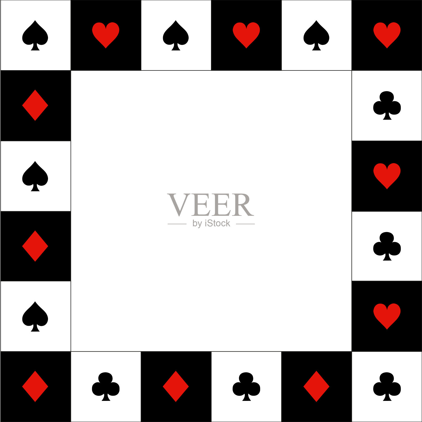 卡片适合红黑白棋盘边界。插画图片素材
