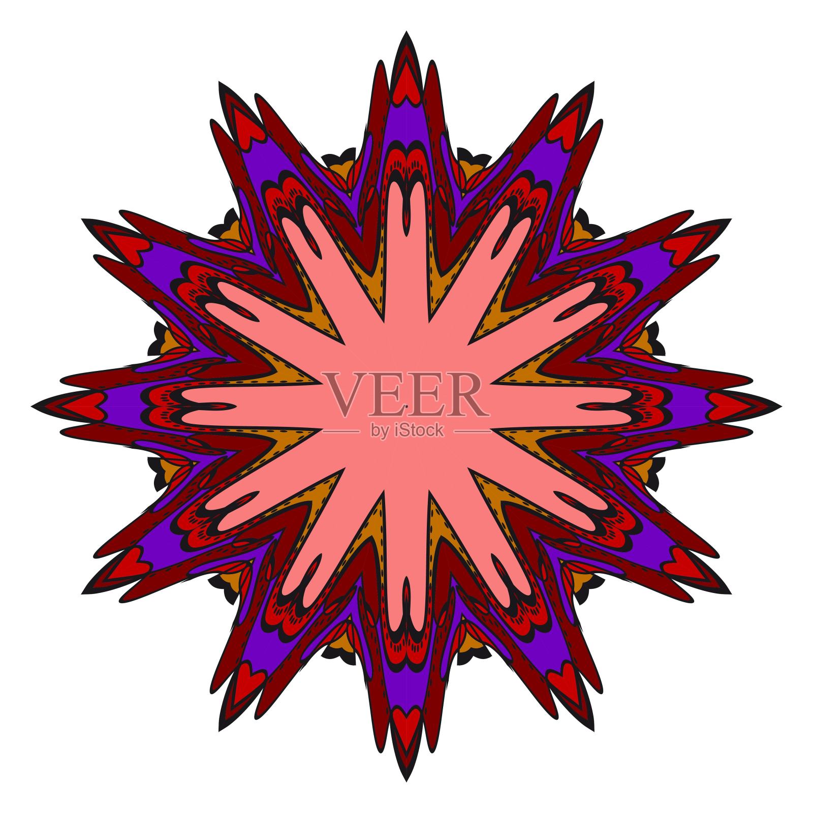 矢量曼荼罗，花卉曼荼罗。东方曼荼罗。古典装饰元素。矢量插图。这是超级矢量图。插画图片素材