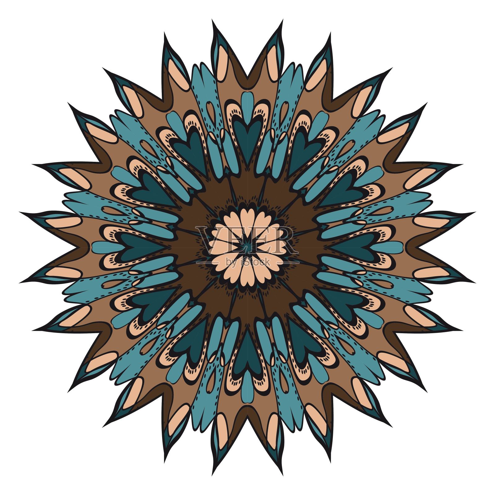 装饰花曼荼罗。矢量插图。部落，阿拉伯民族，印度，主题。用于时尚印花设计、墙纸、请柬。插画图片素材