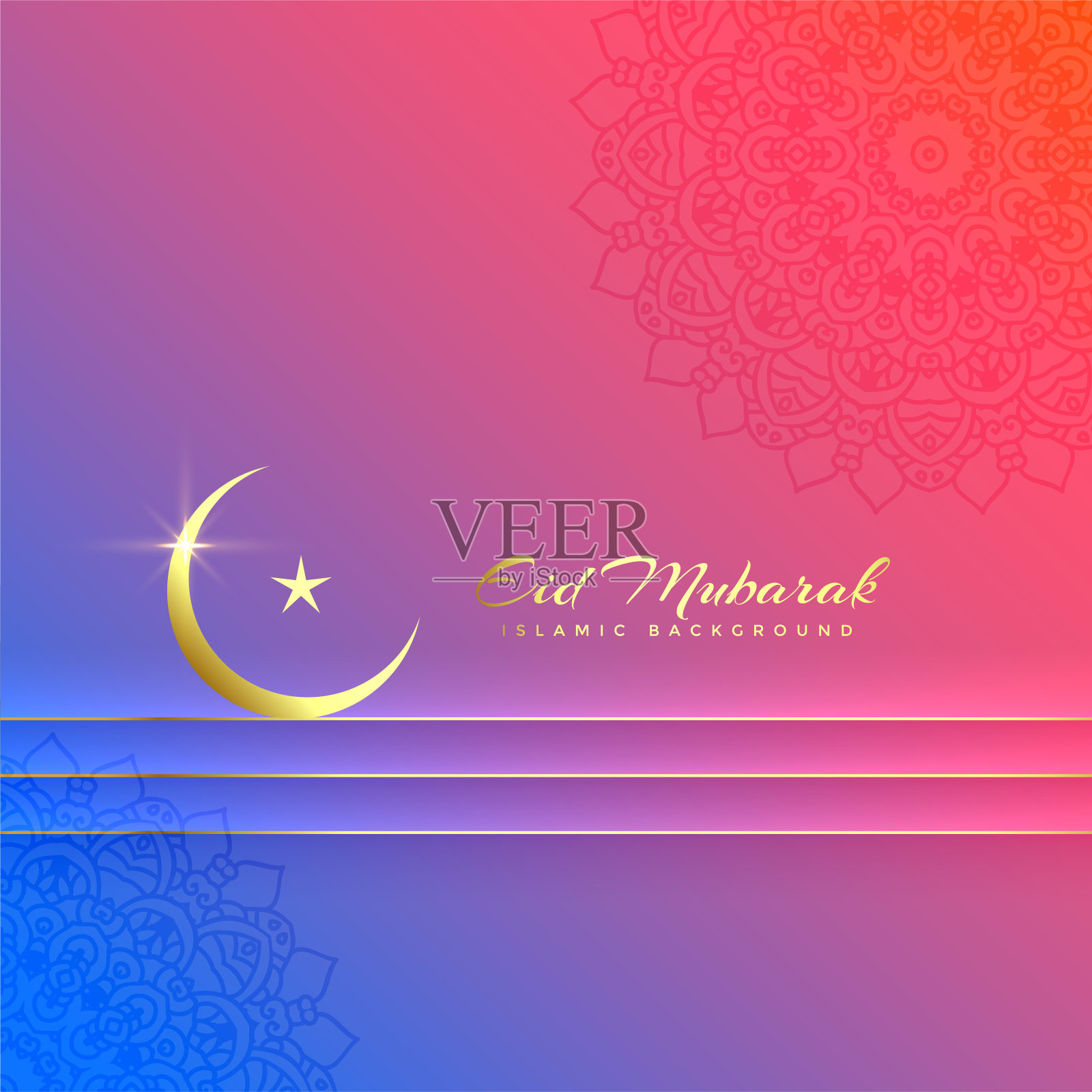 美丽的eid穆巴拉克多彩的节日背景设计模板素材