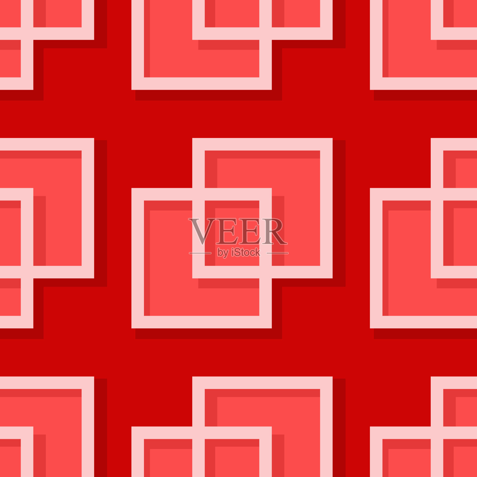 无缝几何背景与正方形元素。红色的3 d模式插画图片素材