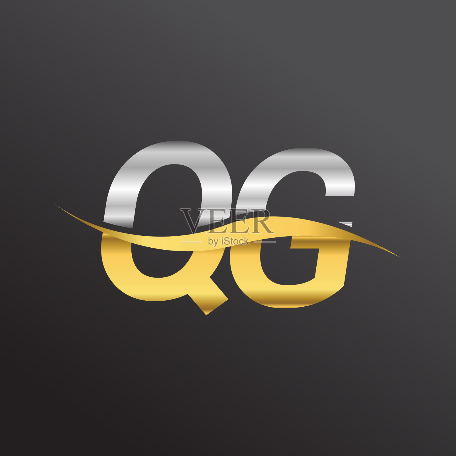 公司名称的首字母标识，金色和银色的勾形设计。设计元素图片