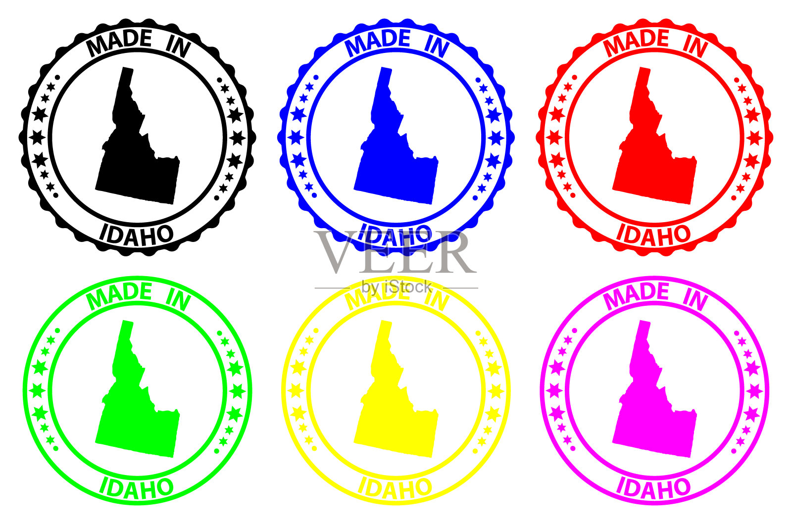 爱达荷制造的橡皮图章插画图片素材