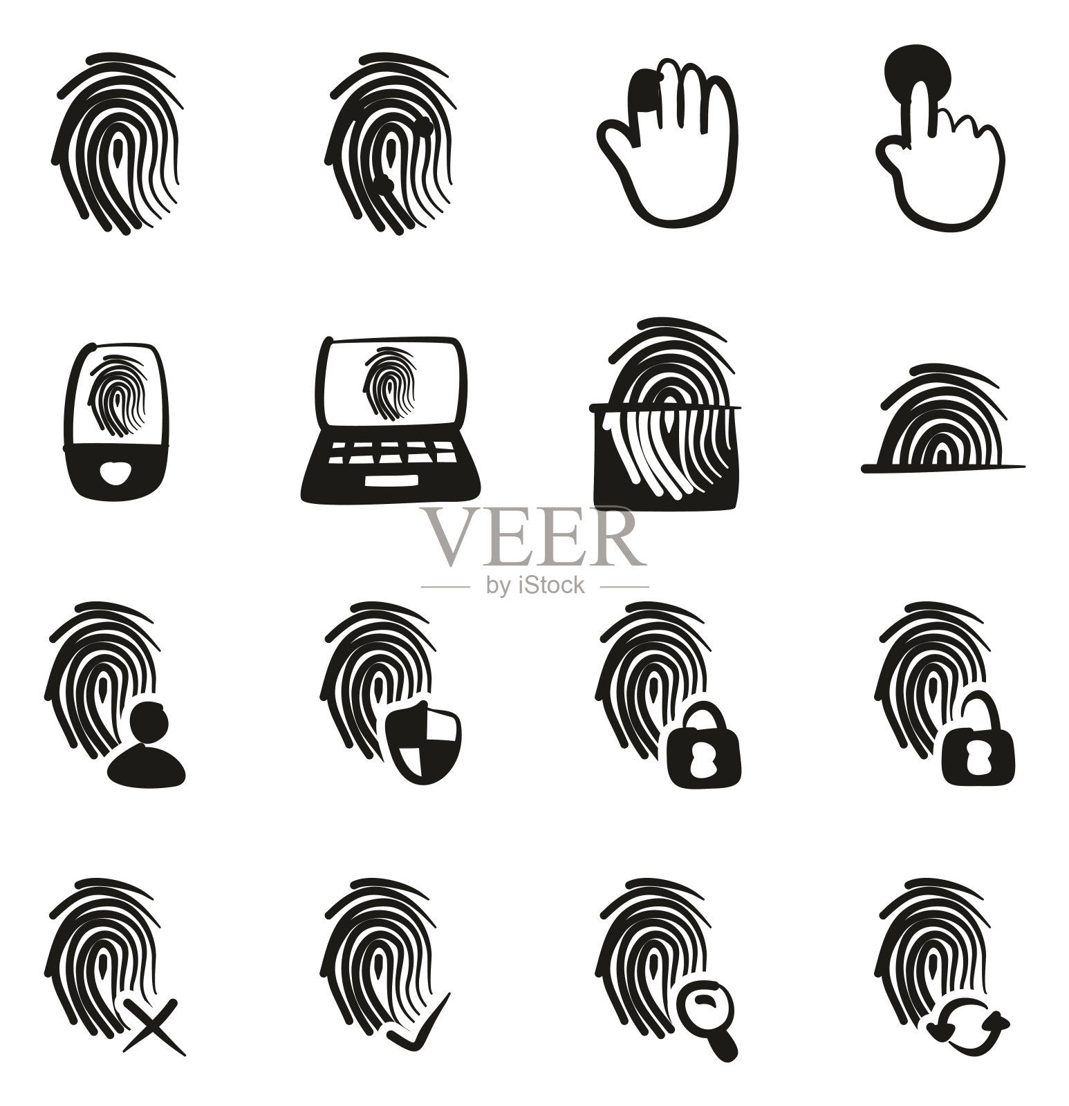 指纹图标徒手填充插画图片素材