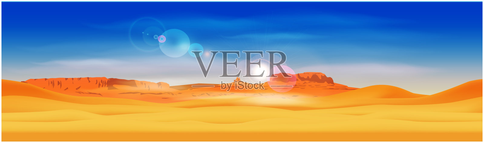 沙漠和落基山脉插画图片素材