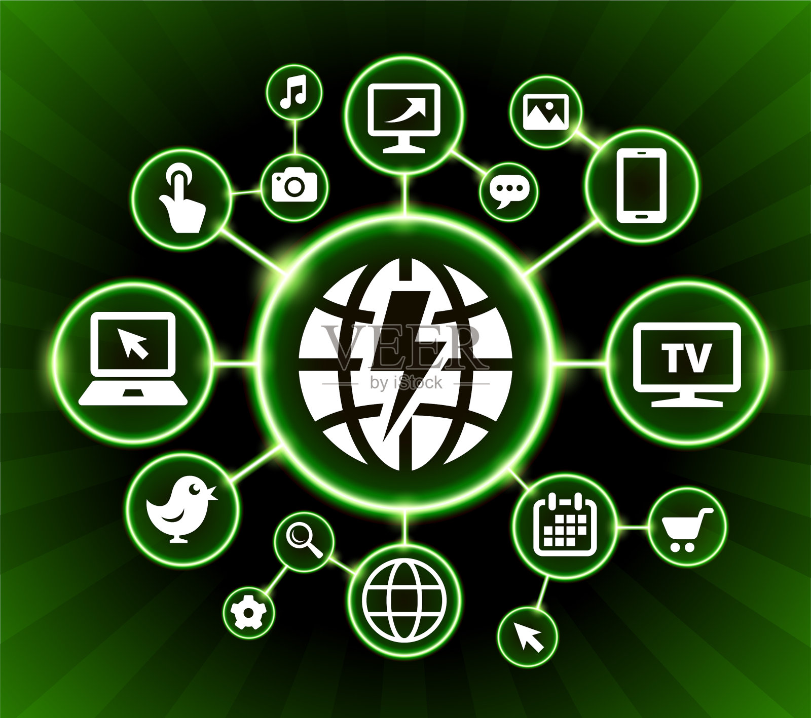 全球能源互联网通信技术暗按钮背景插画图片素材