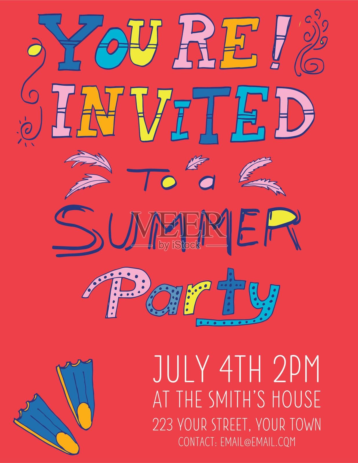 手绘夏日海洋涂鸦设计模板素材