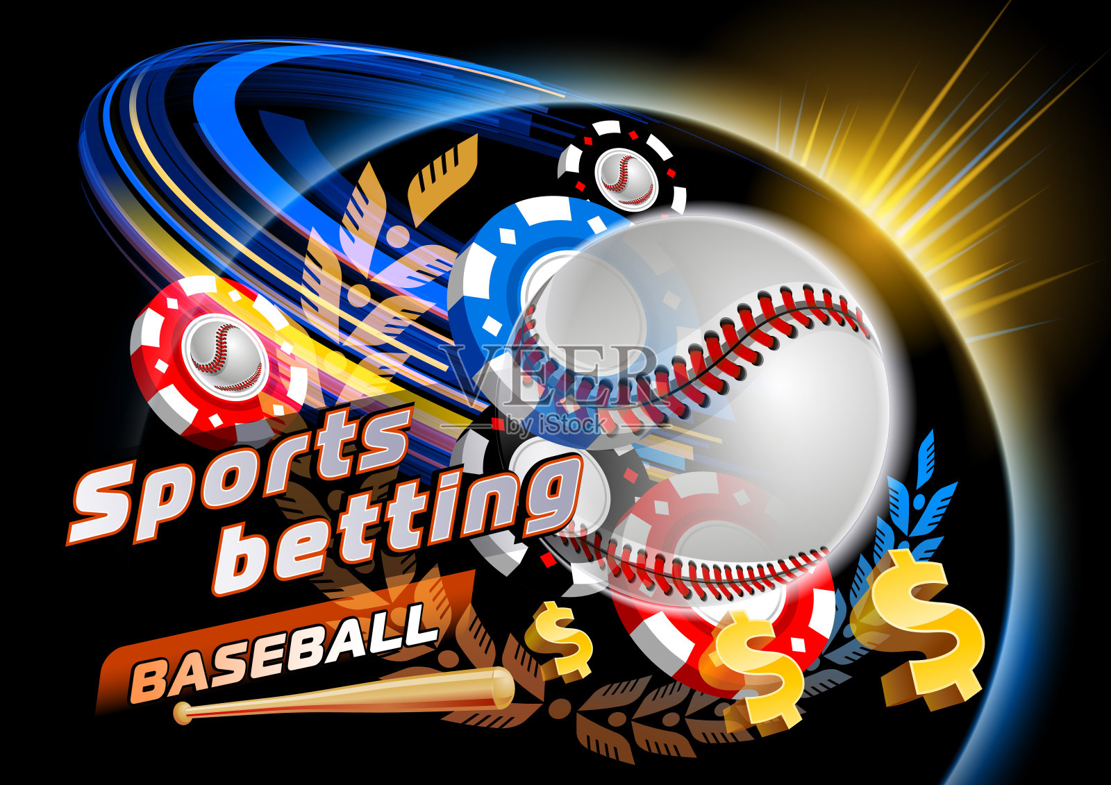 体育博彩棒球插画图片素材