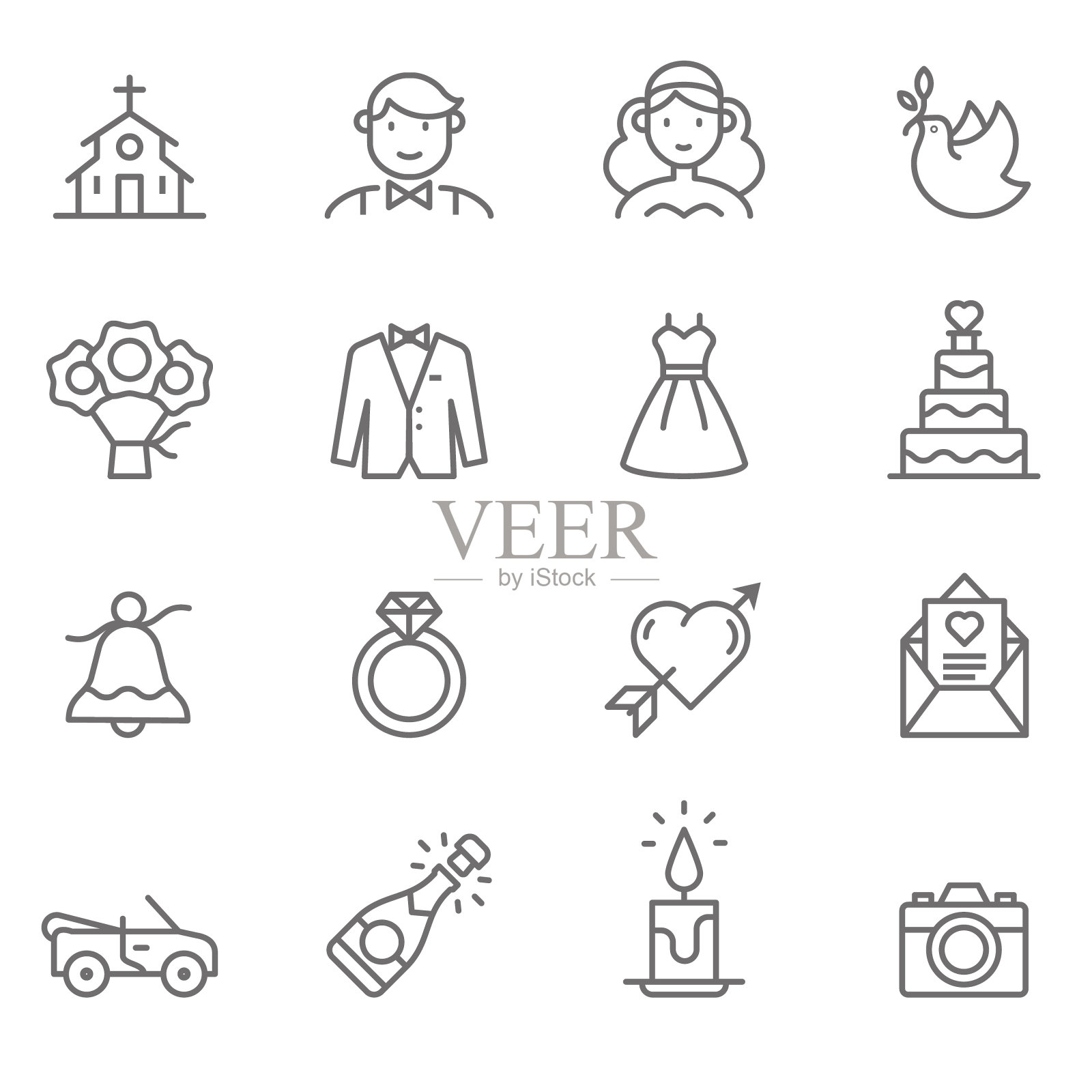 婚礼线图标-插图插画图片素材