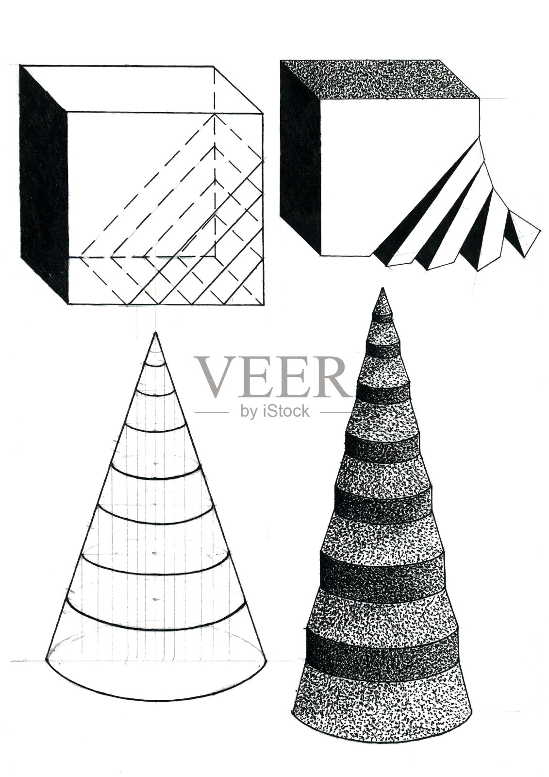 几何图形画由几何图形构成的抽象图形黑白颜色的性能。插画图片素材