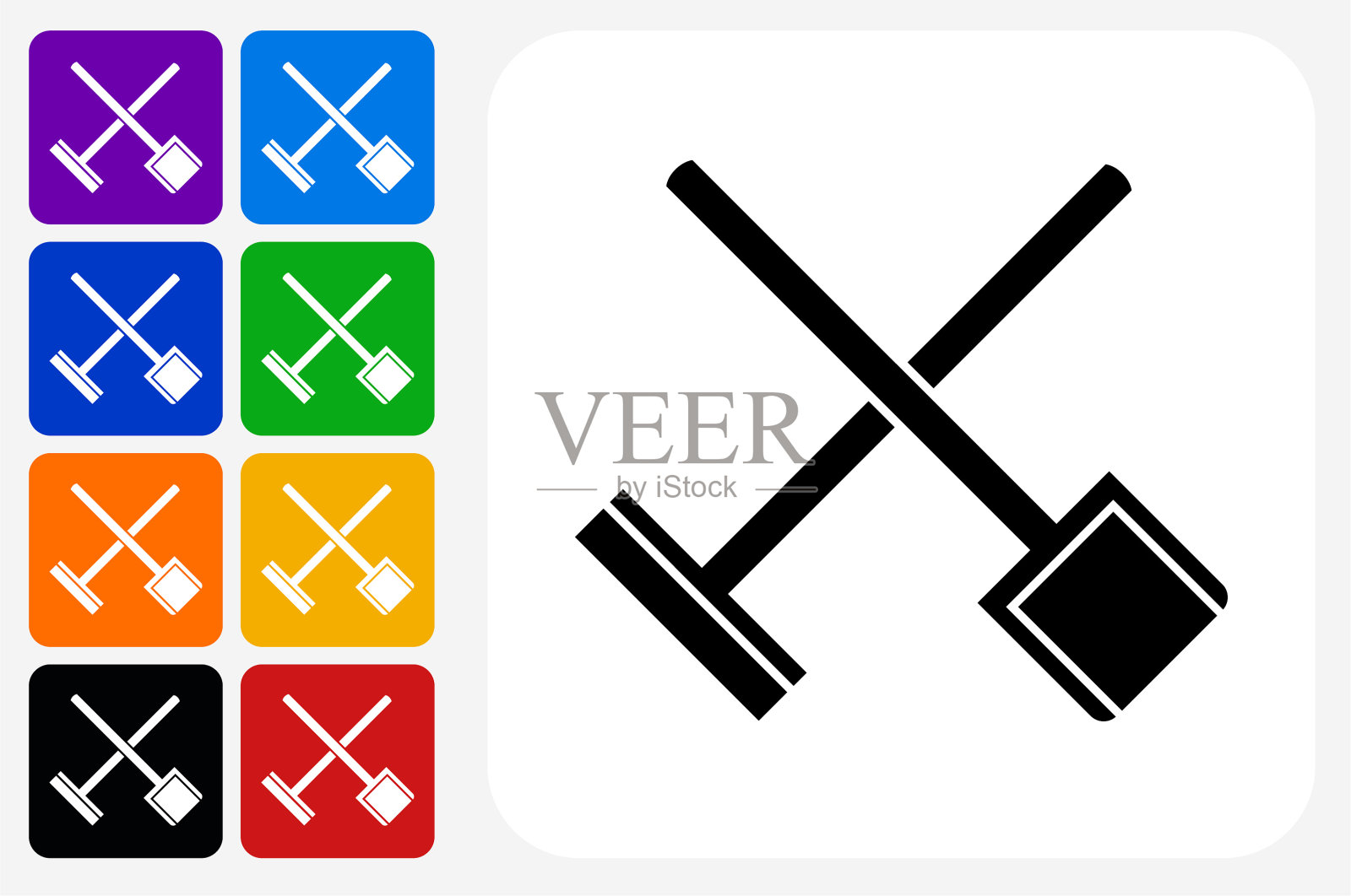 建筑工具图标方形按钮集插画图片素材