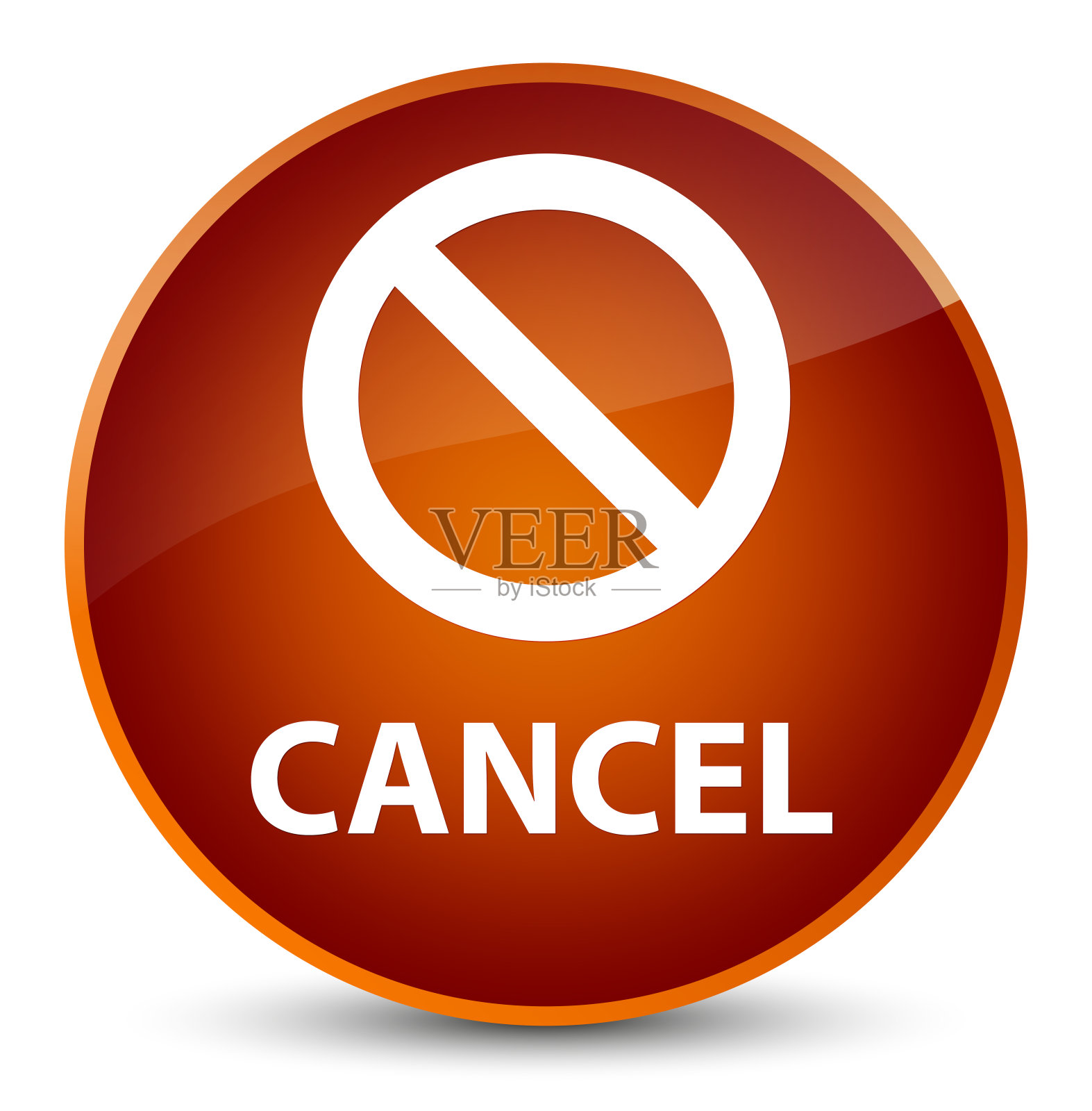 取消(禁止标志图标)优雅的棕色圆形按钮插画图片素材