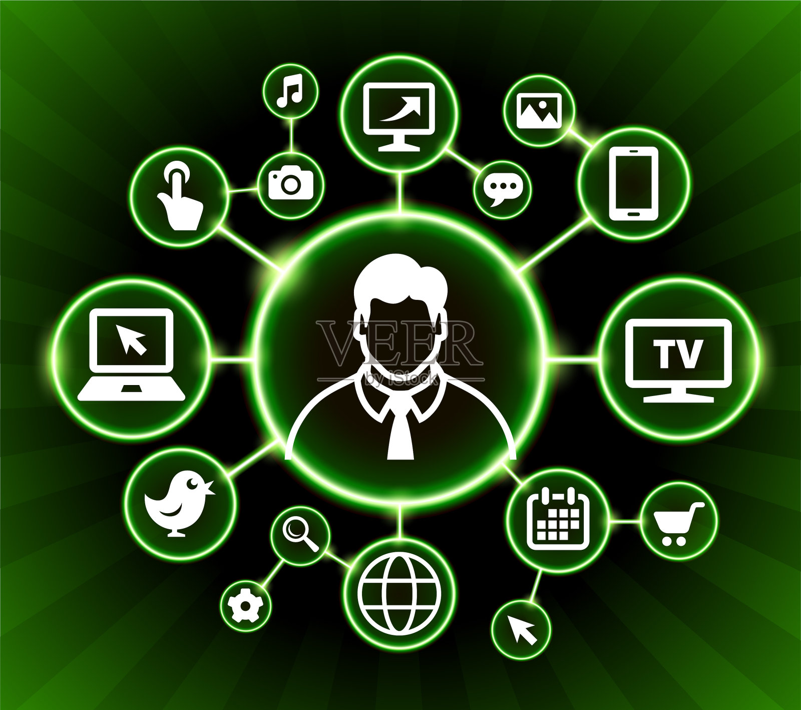 男人的脸肖像互联网通信技术暗按钮背景插画图片素材