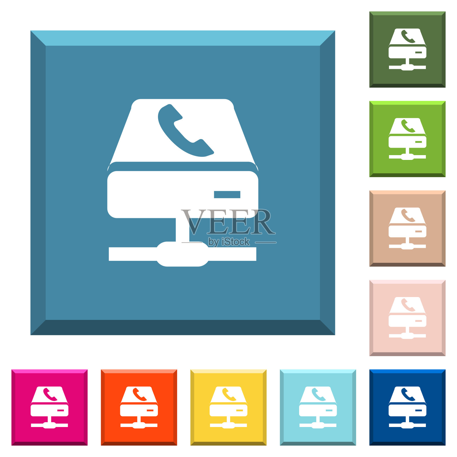 VoIP服务的方形按钮上有白色的图标图标素材