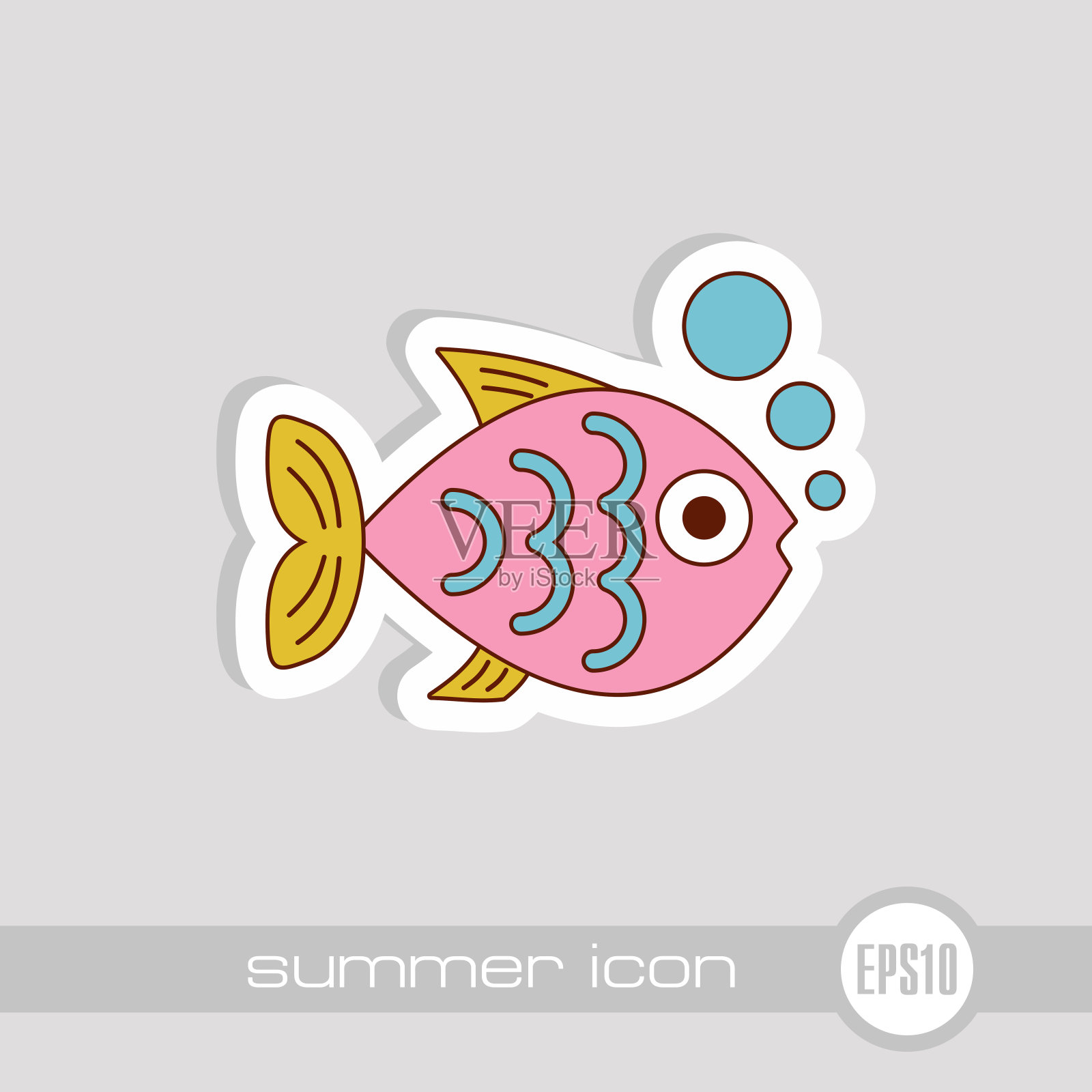 鱼图标。夏天。假期插画图片素材