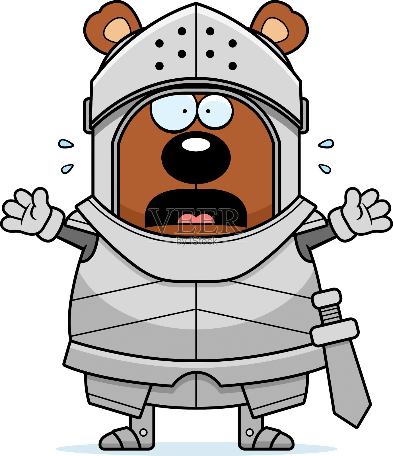 害怕的卡通熊骑士设计元素图片