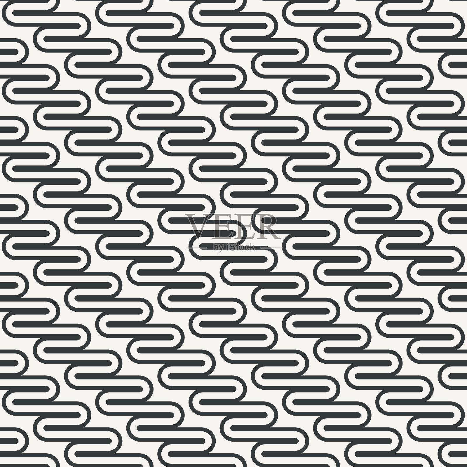曲线之字形无缝抽象图案单色或双色矢量插画图片素材