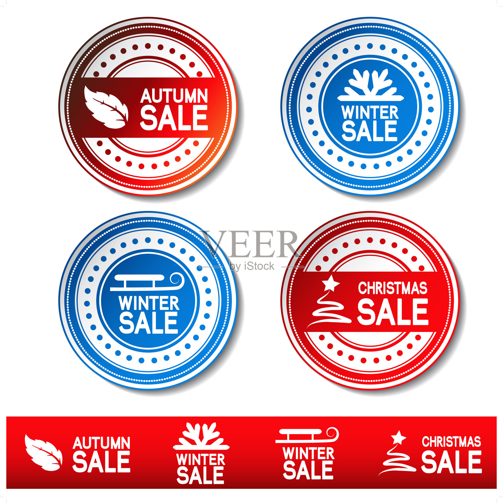 向量秋天标签，冬天的按钮，圣诞销售贴纸设计元素图片