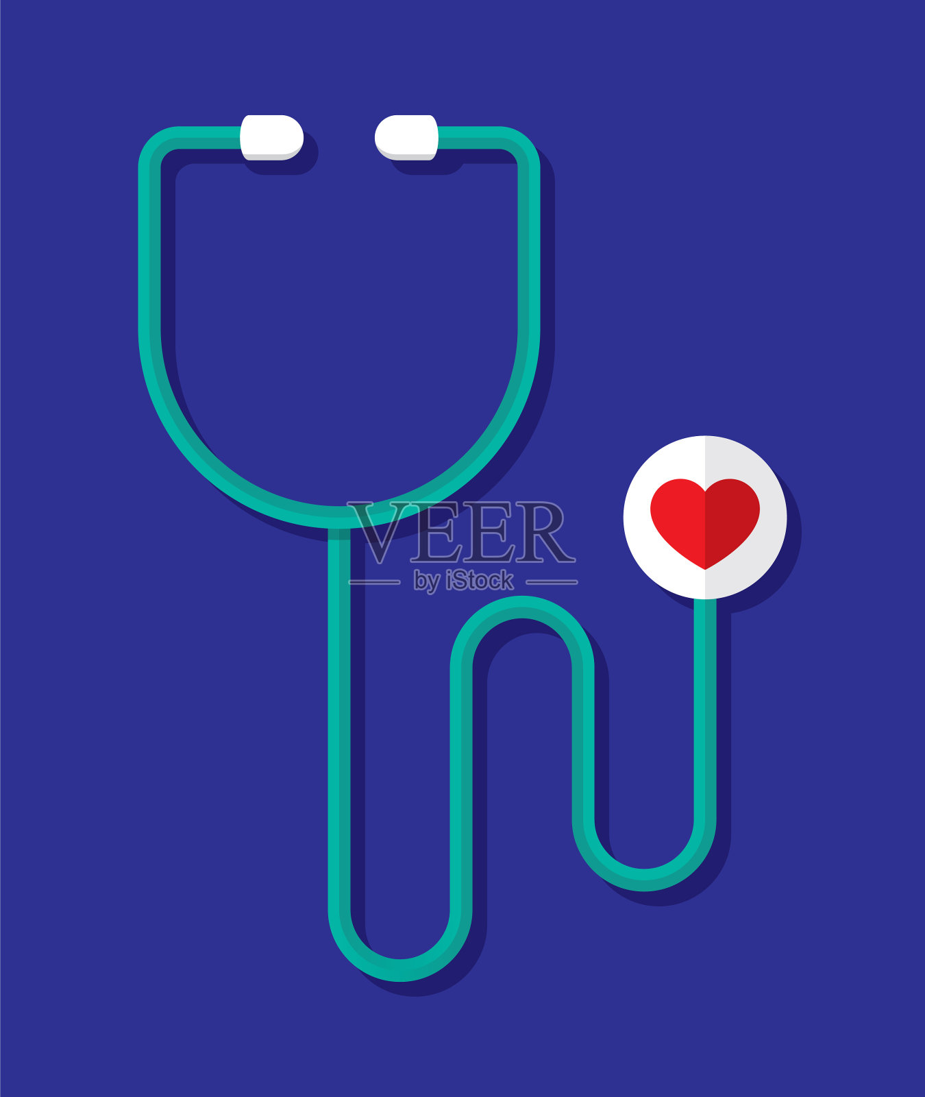 听诊器的心插画图片素材