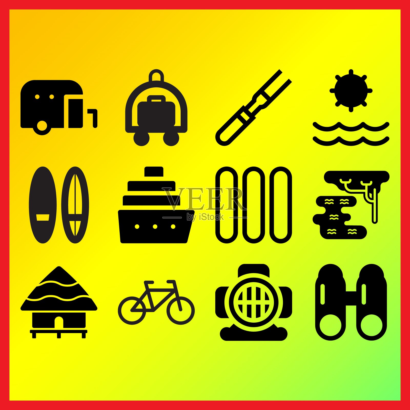 香肠，肉和aqualung相关的图标集图标素材