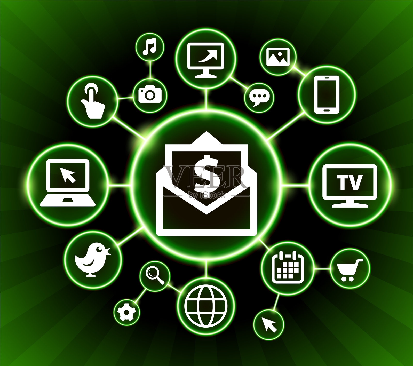 信封钱互联网通信技术暗按钮背景插画图片素材