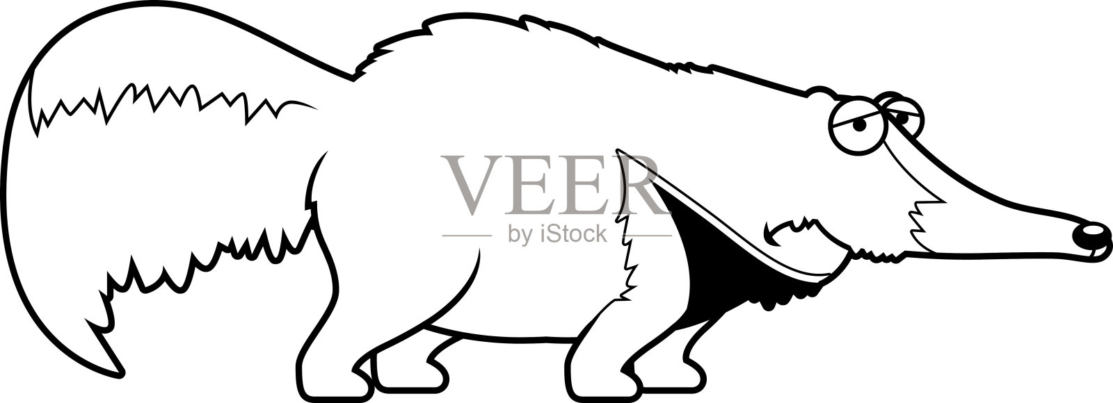 悲伤的卡通食蚁兽设计元素图片