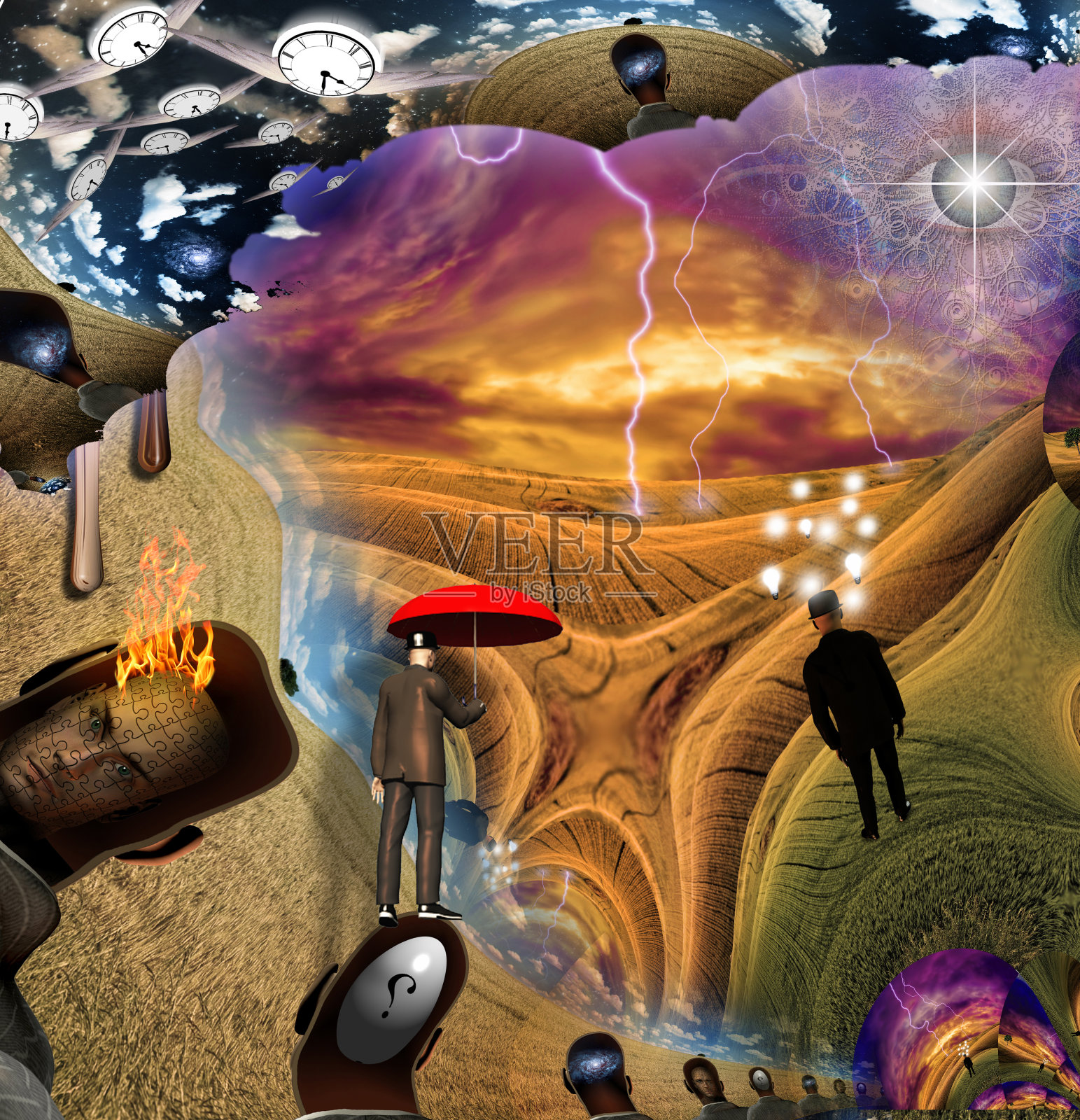 神秘的思想插画图片素材