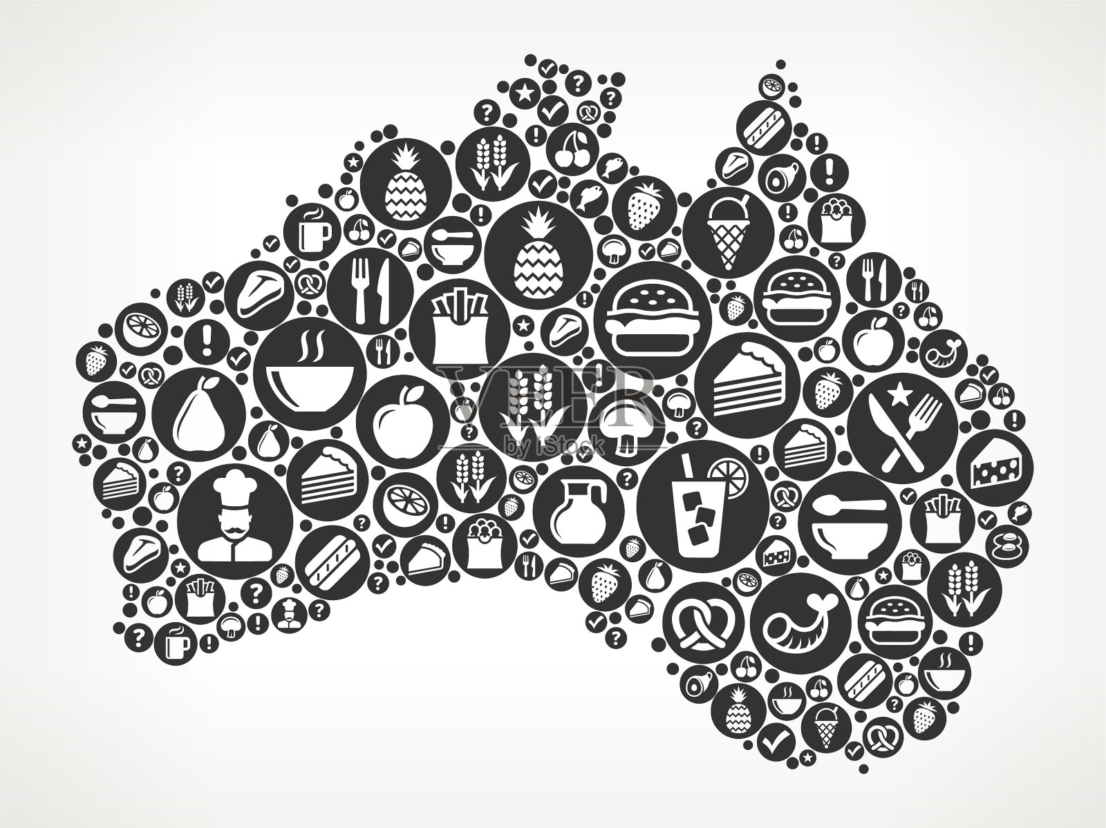 澳大利亚食物黑白图标背景插画图片素材