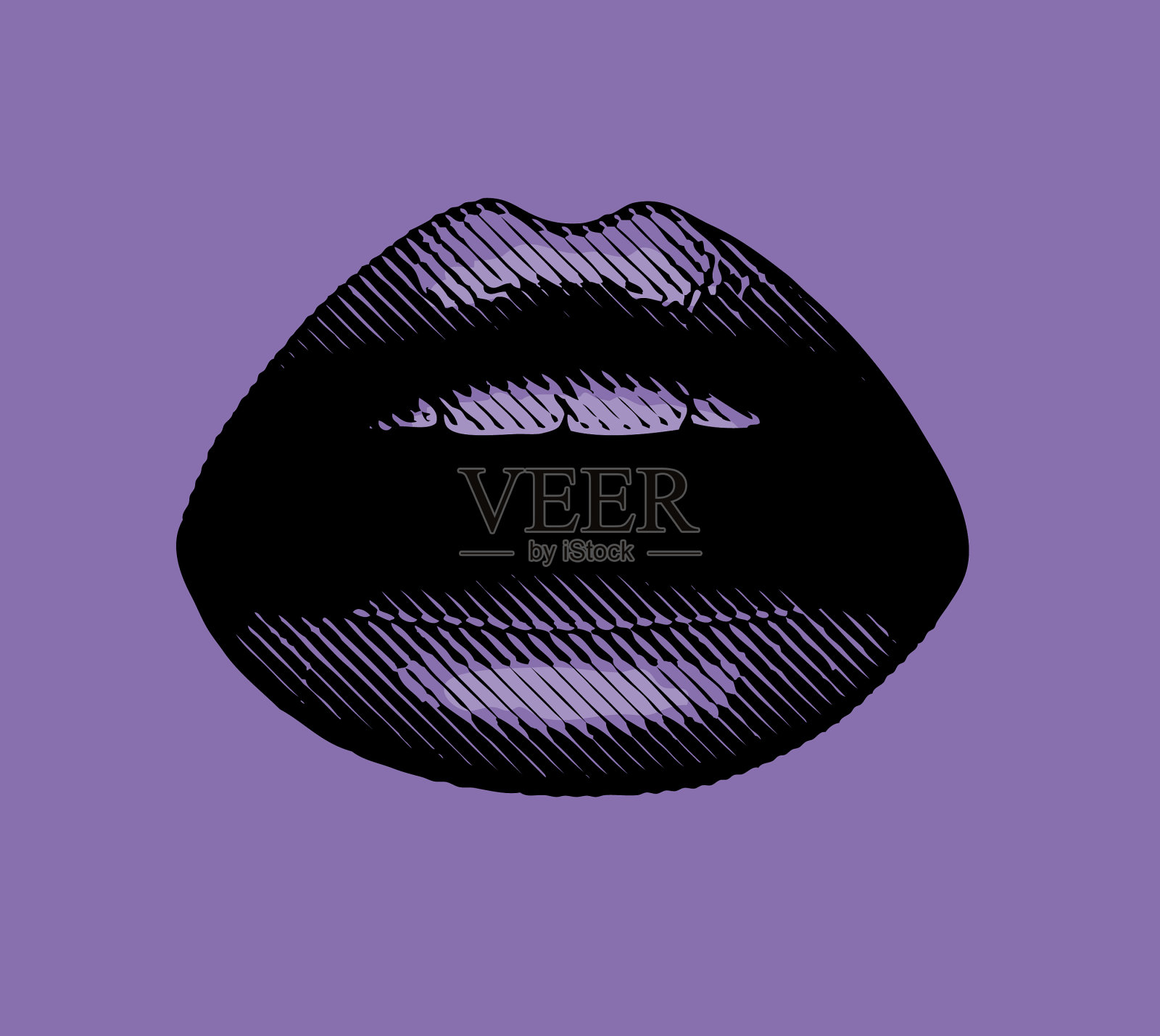 紫外线近距离雕刻女人的嘴唇插画图片素材