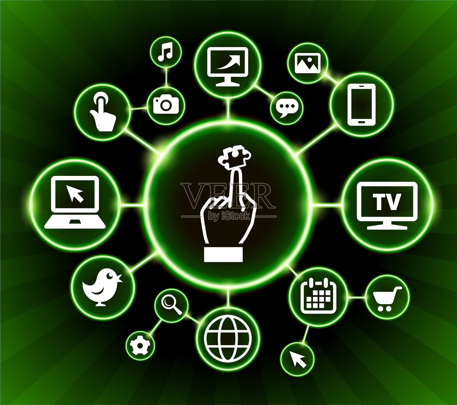 谜&手互联网通信技术暗按钮背景插画图片素材