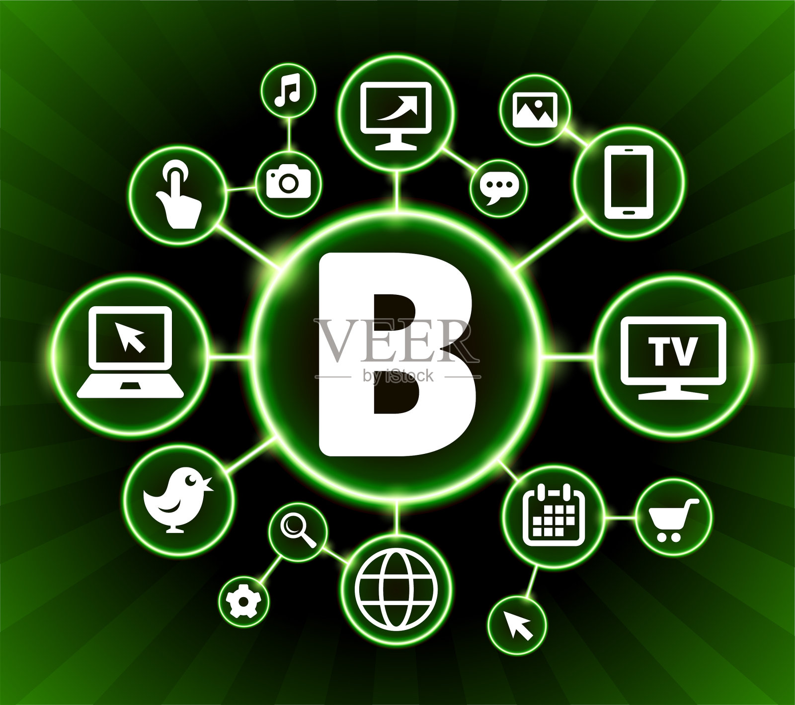 字母B互联网通信技术暗按钮背景插画图片素材