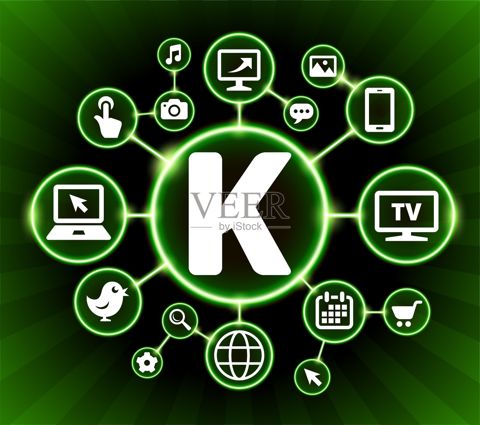 字母K互联网通信技术暗按钮背景插画图片素材