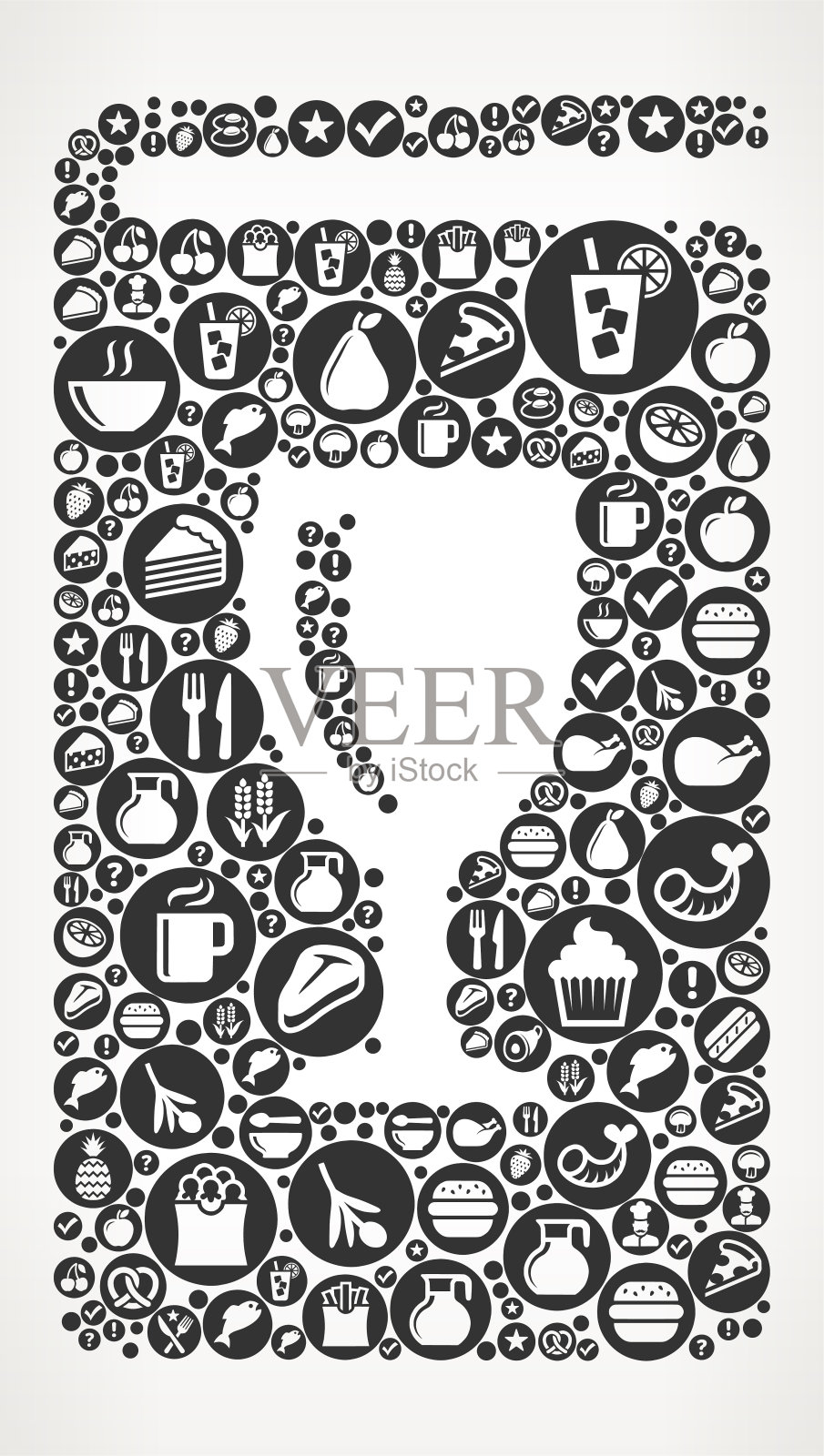 葡萄酒菜单食物黑白图标背景插画图片素材