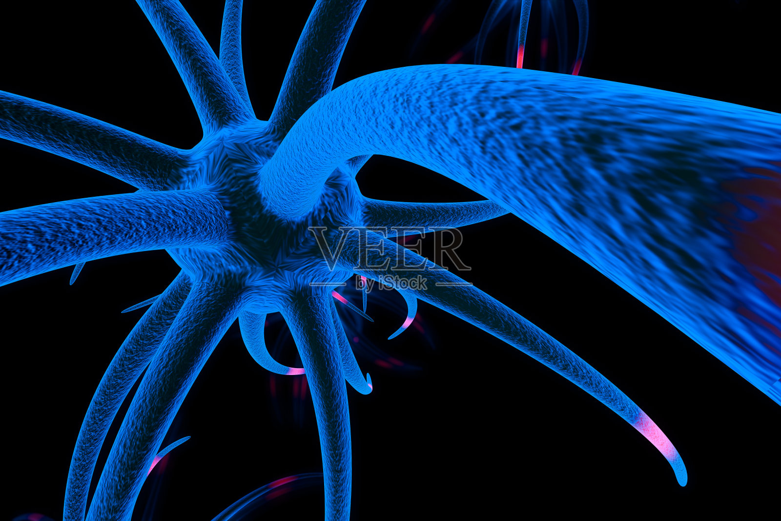 3D渲染，脑细胞和神经元照片摄影图片