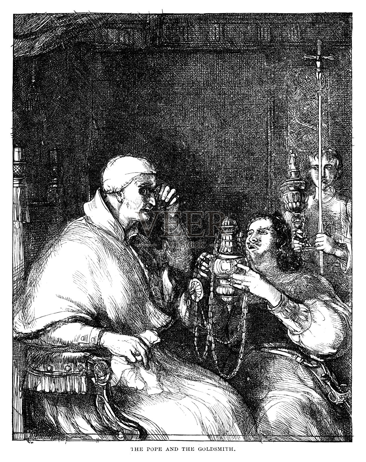 教皇和金匠插画图片素材