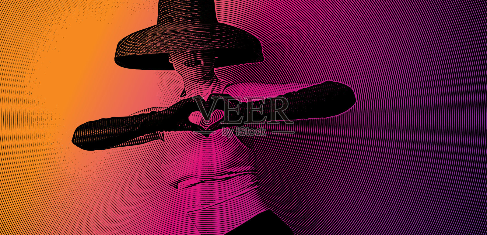 老女人用手做心形手势插画图片素材