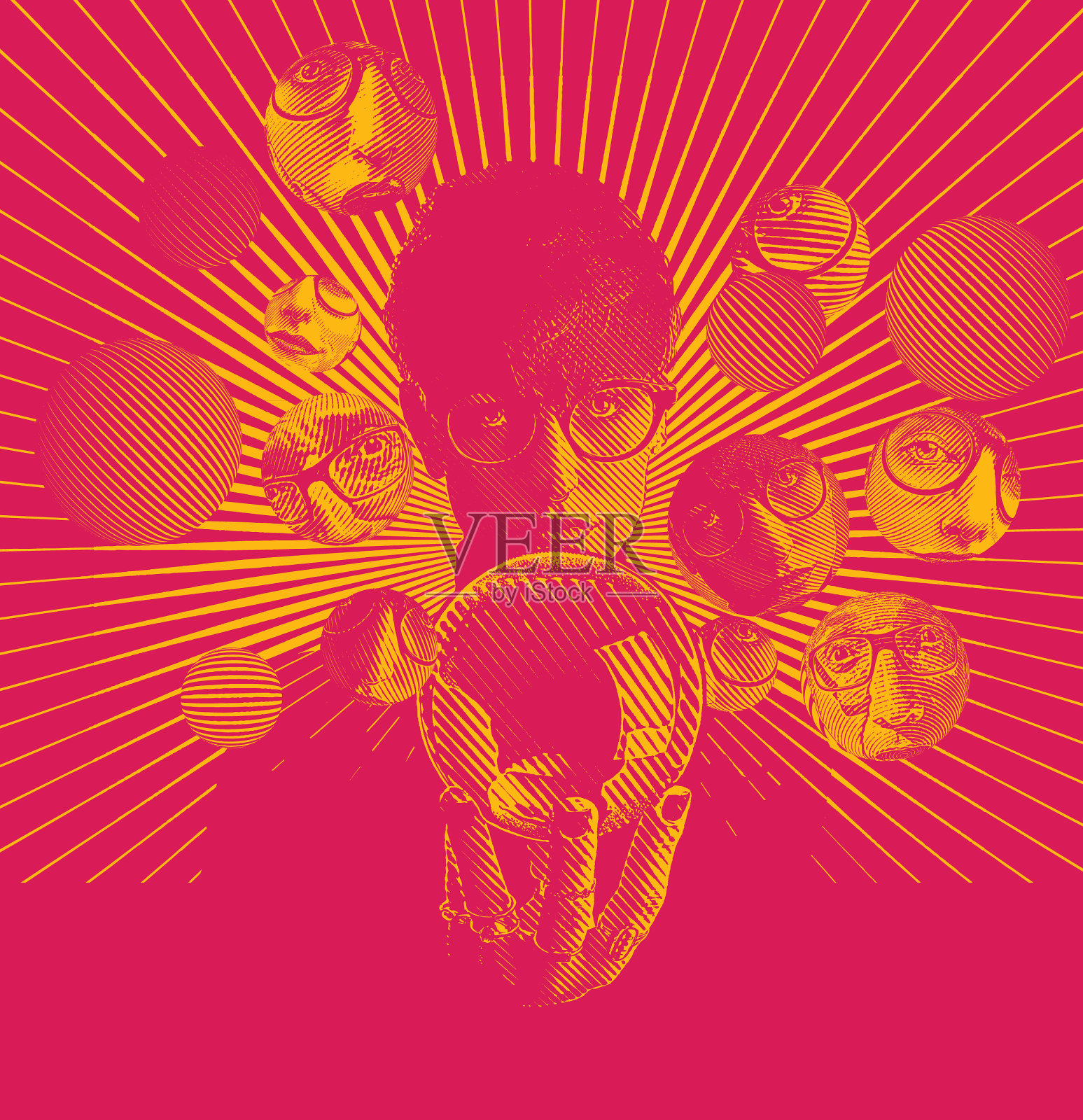 神秘的算命先生插画图片素材