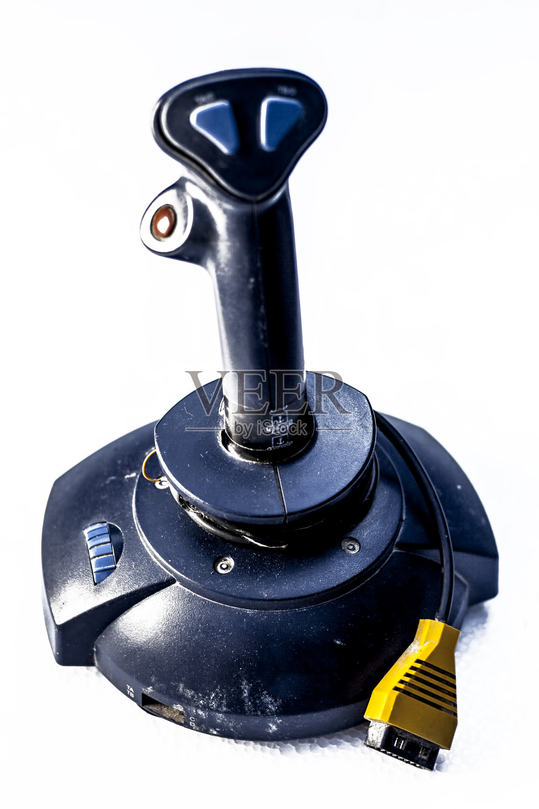 老式的欢乐棒，用于玩电脑/视频游戏，隔离在白色。游戏的概念。照片摄影图片