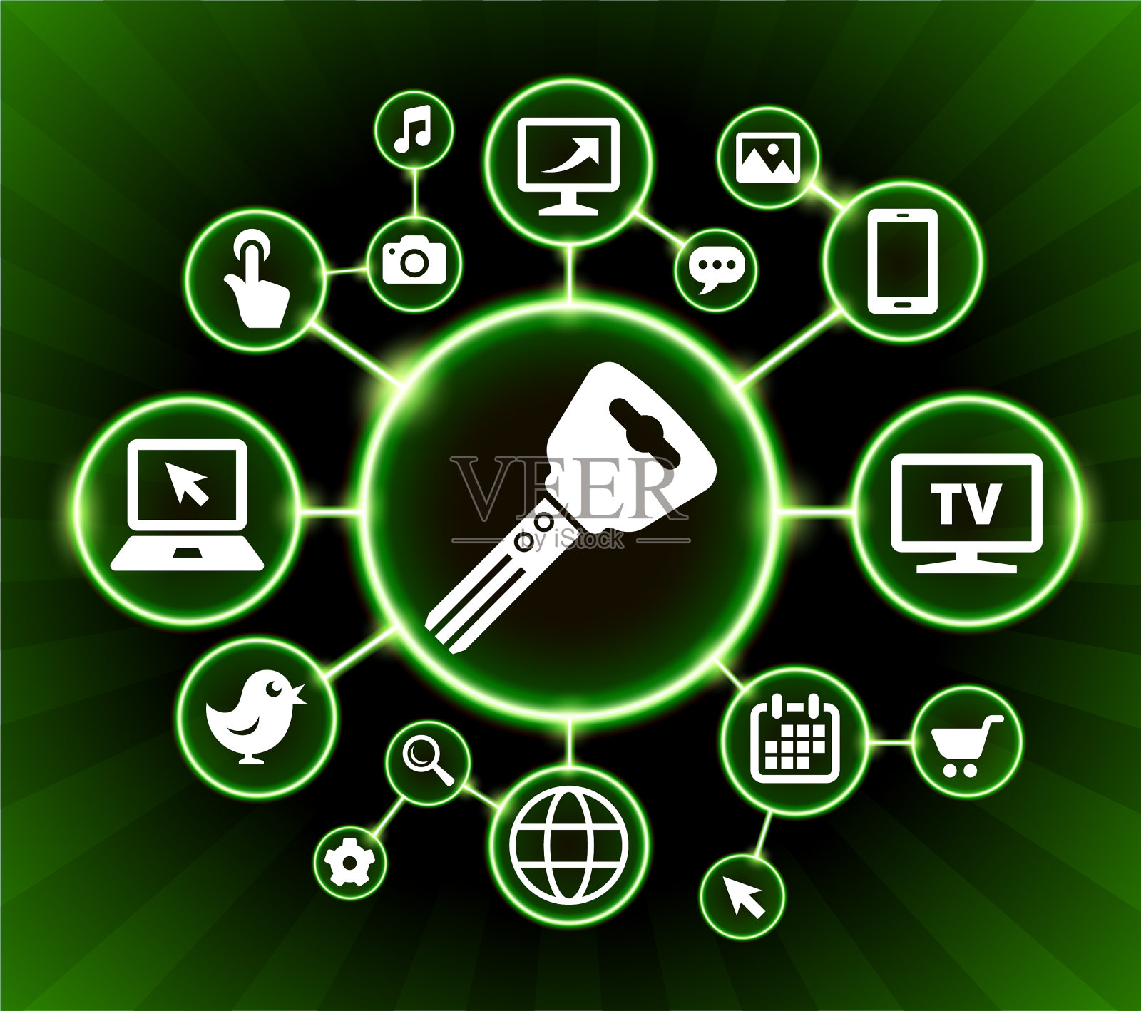 汽车钥匙互联网通信技术暗按钮背景插画图片素材