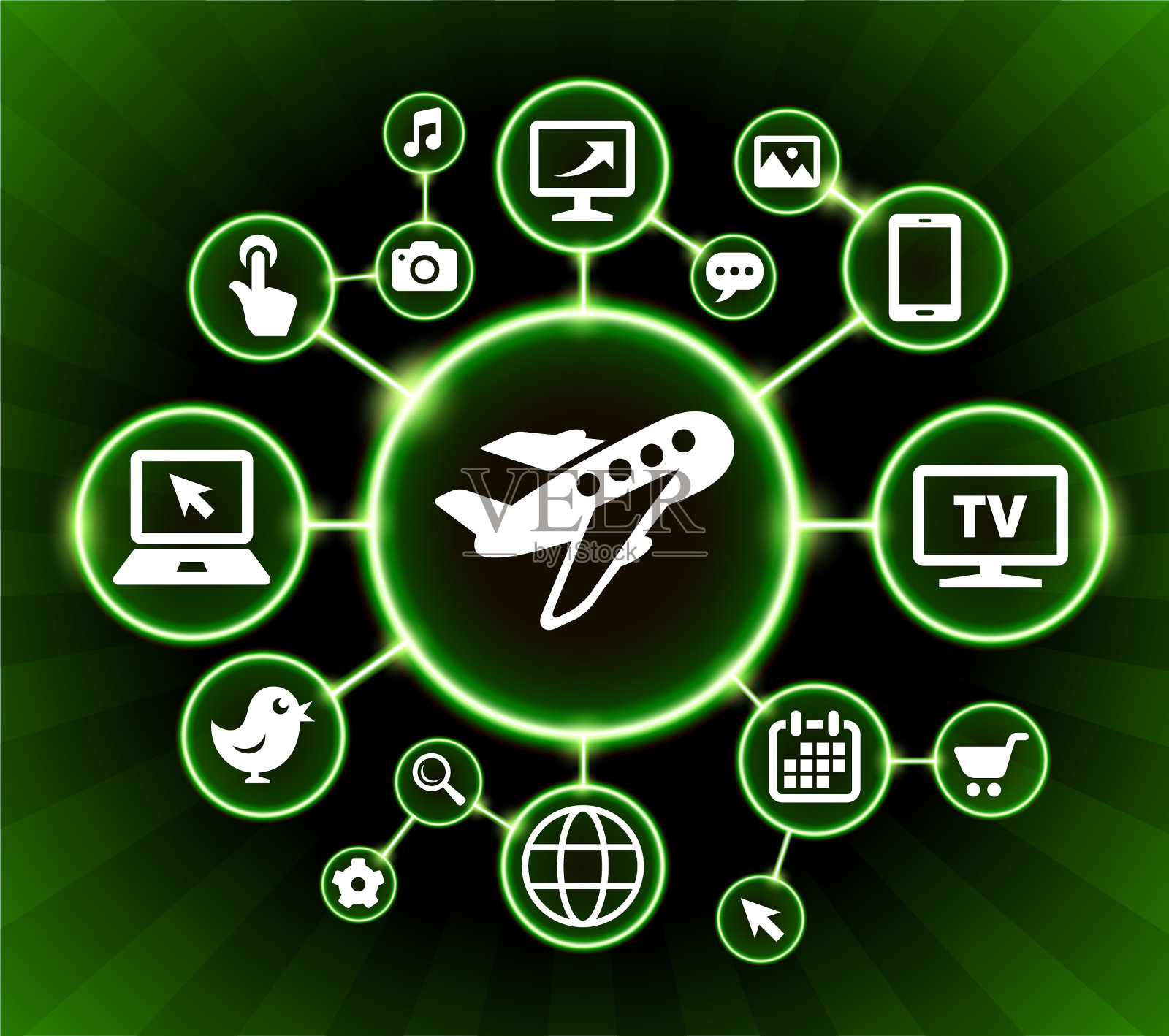 飞机互联网通信技术暗按钮背景插画图片素材