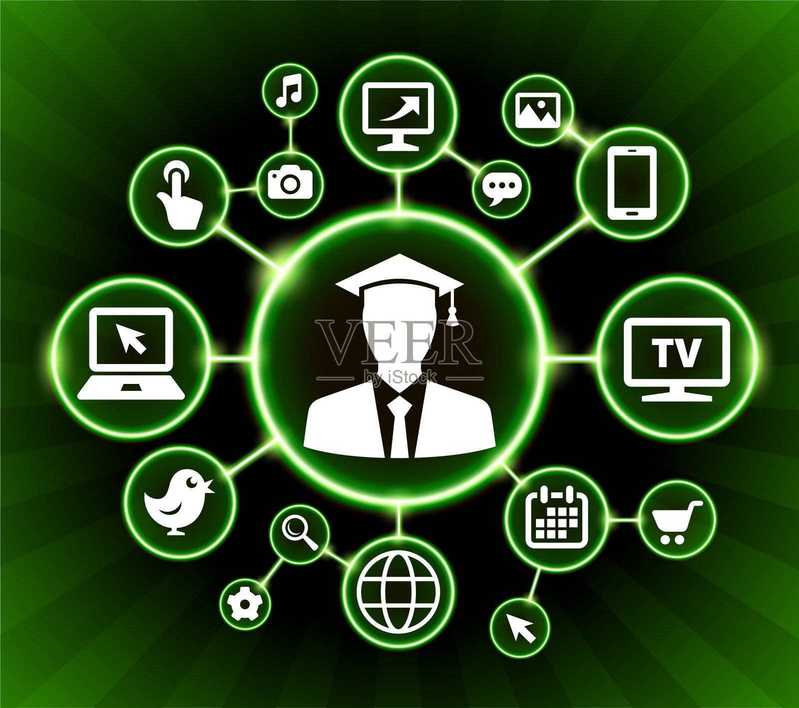 毕业网络通信技术暗按钮背景插画图片素材