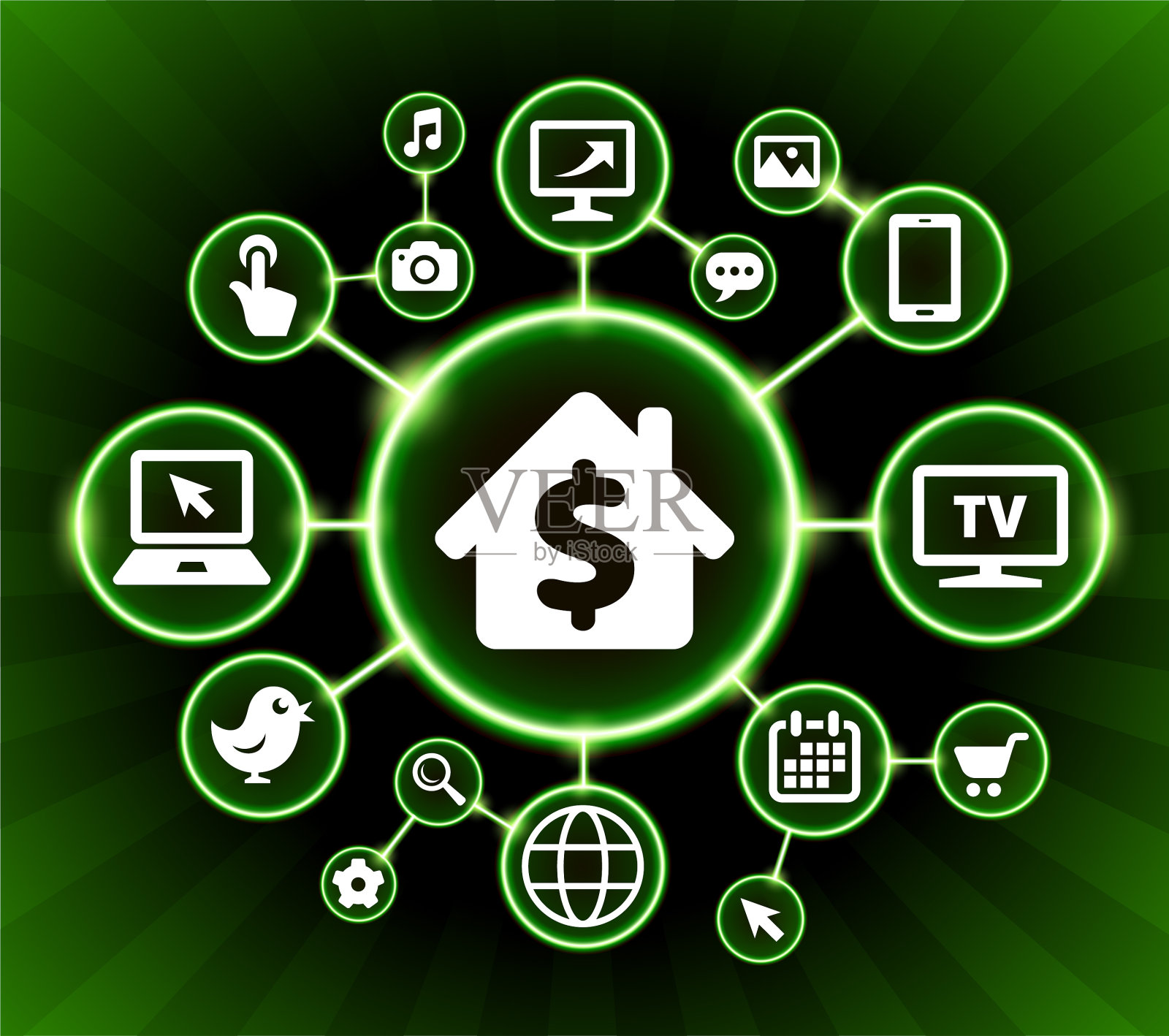 房价互联网通讯技术暗按钮背景插画图片素材