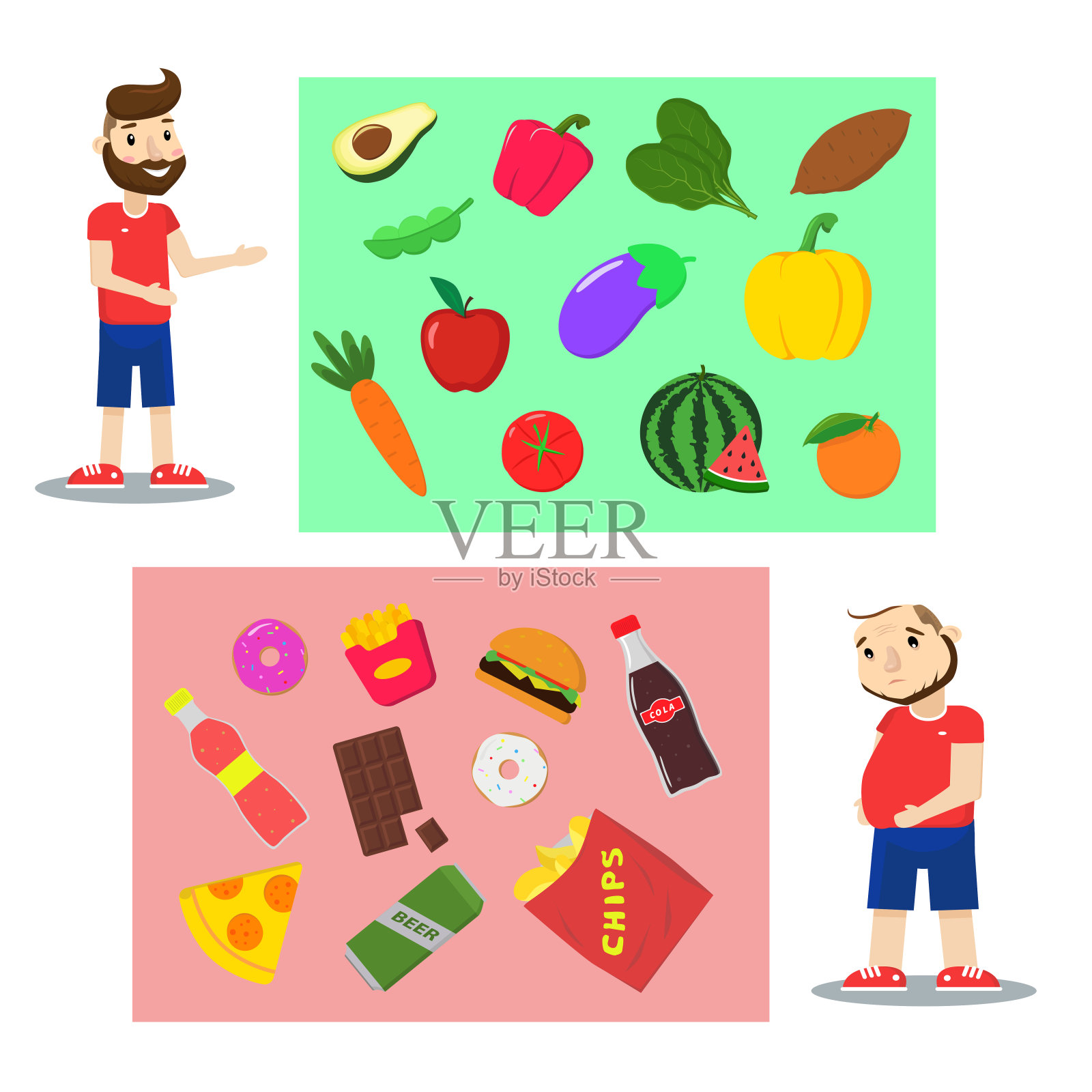 可爱的男孩和女孩插画图片素材