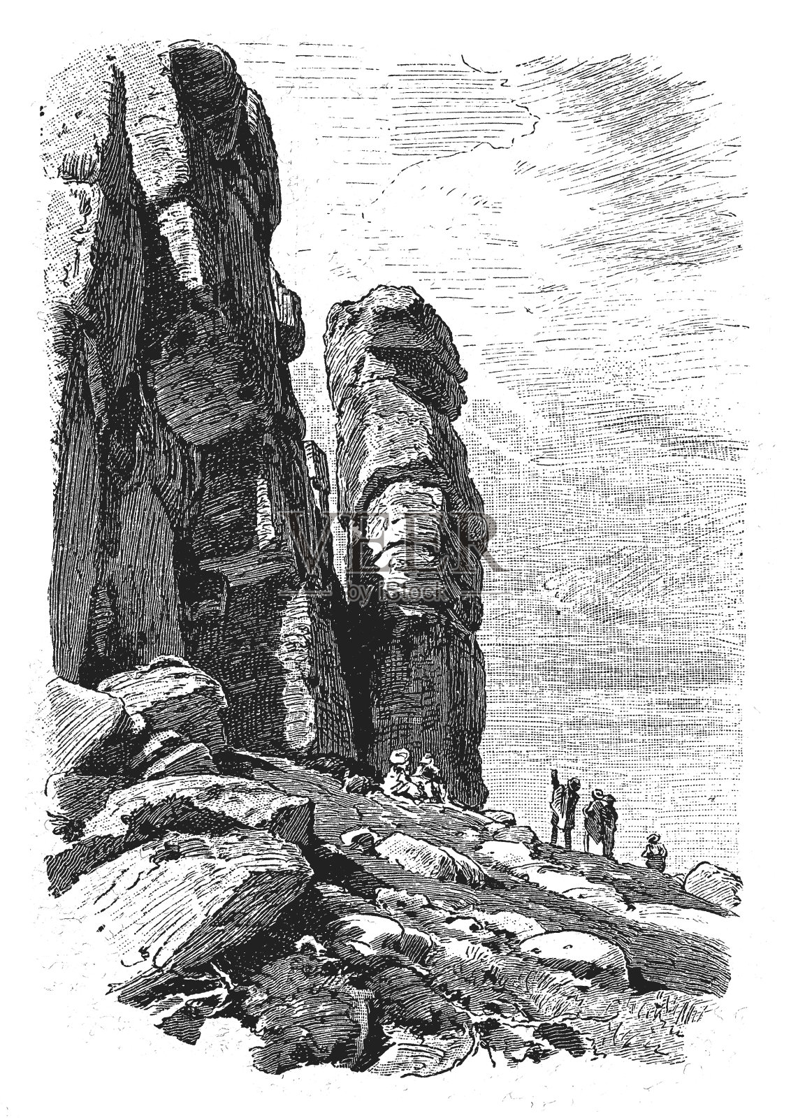 米塔施泰因，12米高的向日葵，德文直译，由花岗岩构成的岩石在波兰的西里西亚山脊东部插画图片素材