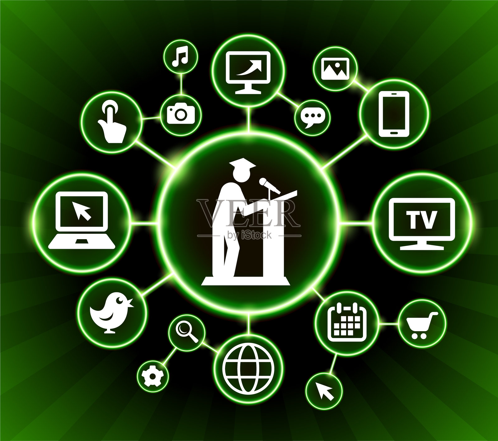 毕业网络通信技术暗按钮背景插画图片素材