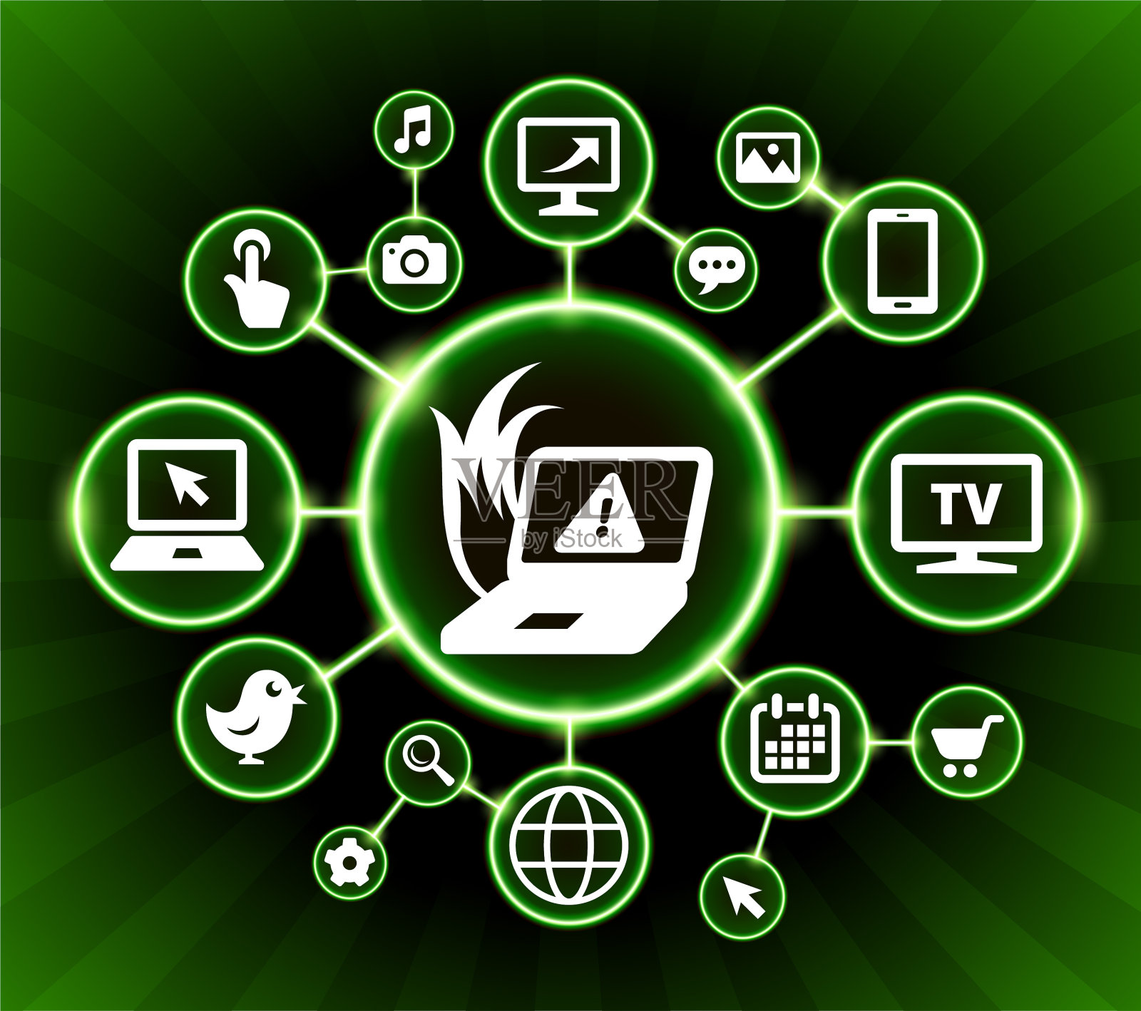 电脑过热互联网通讯技术暗按钮背景插画图片素材