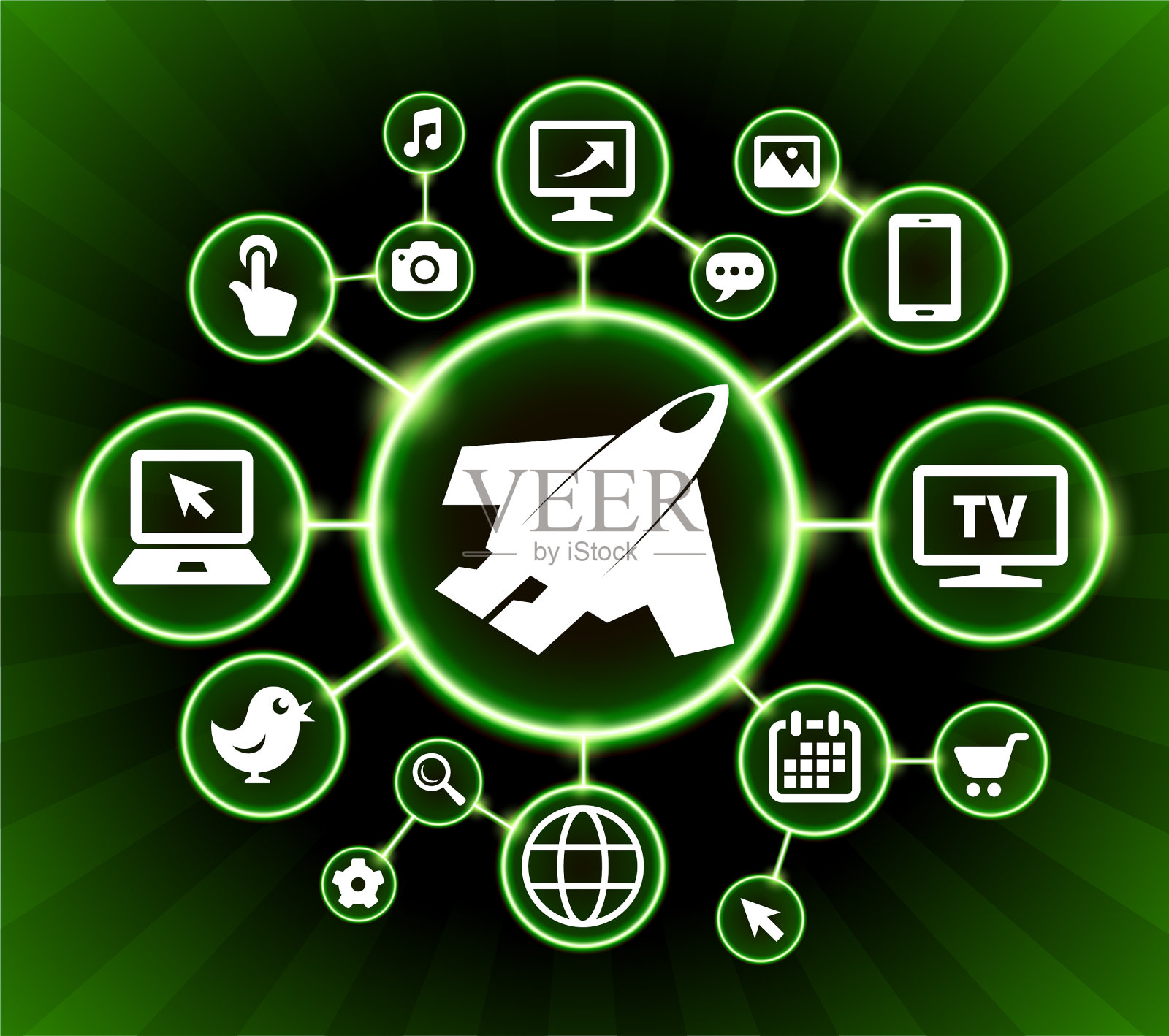 未来飞机互联网通信技术暗按钮背景插画图片素材