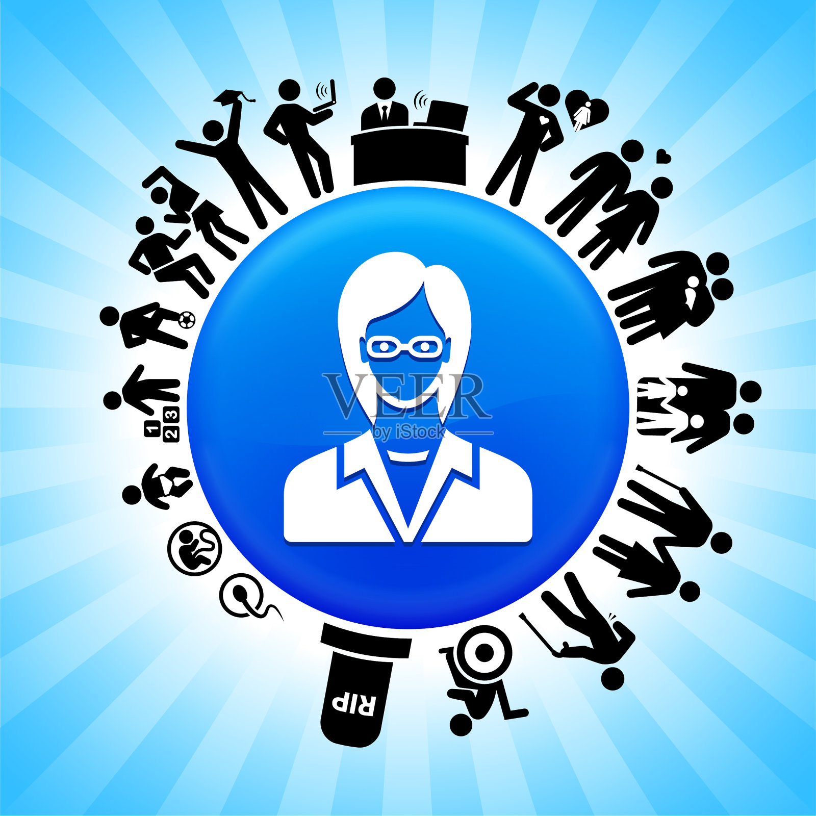 女人面部生命周期阶段背景插画图片素材