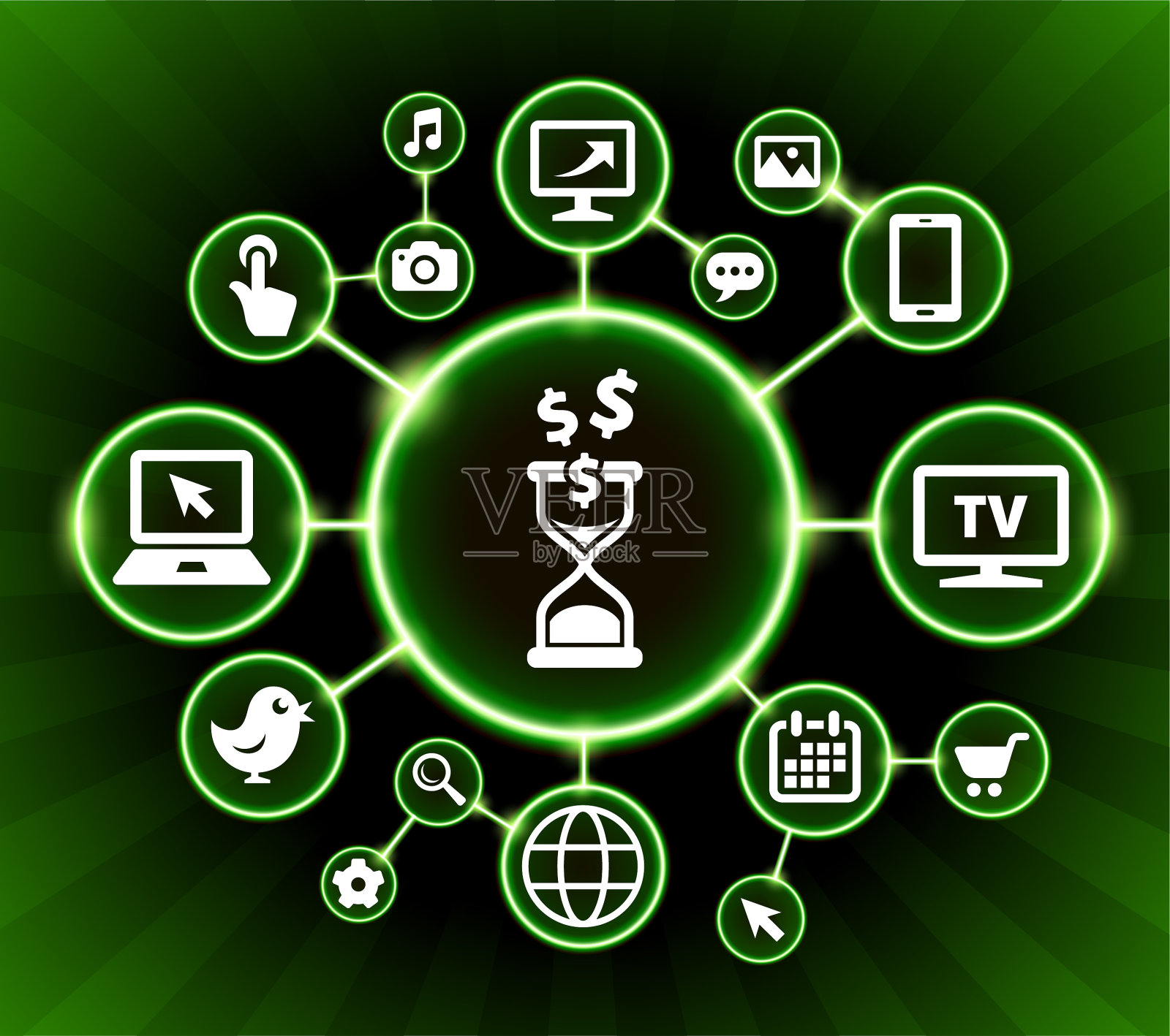 时间就是金钱互联网通讯技术暗按钮背景插画图片素材