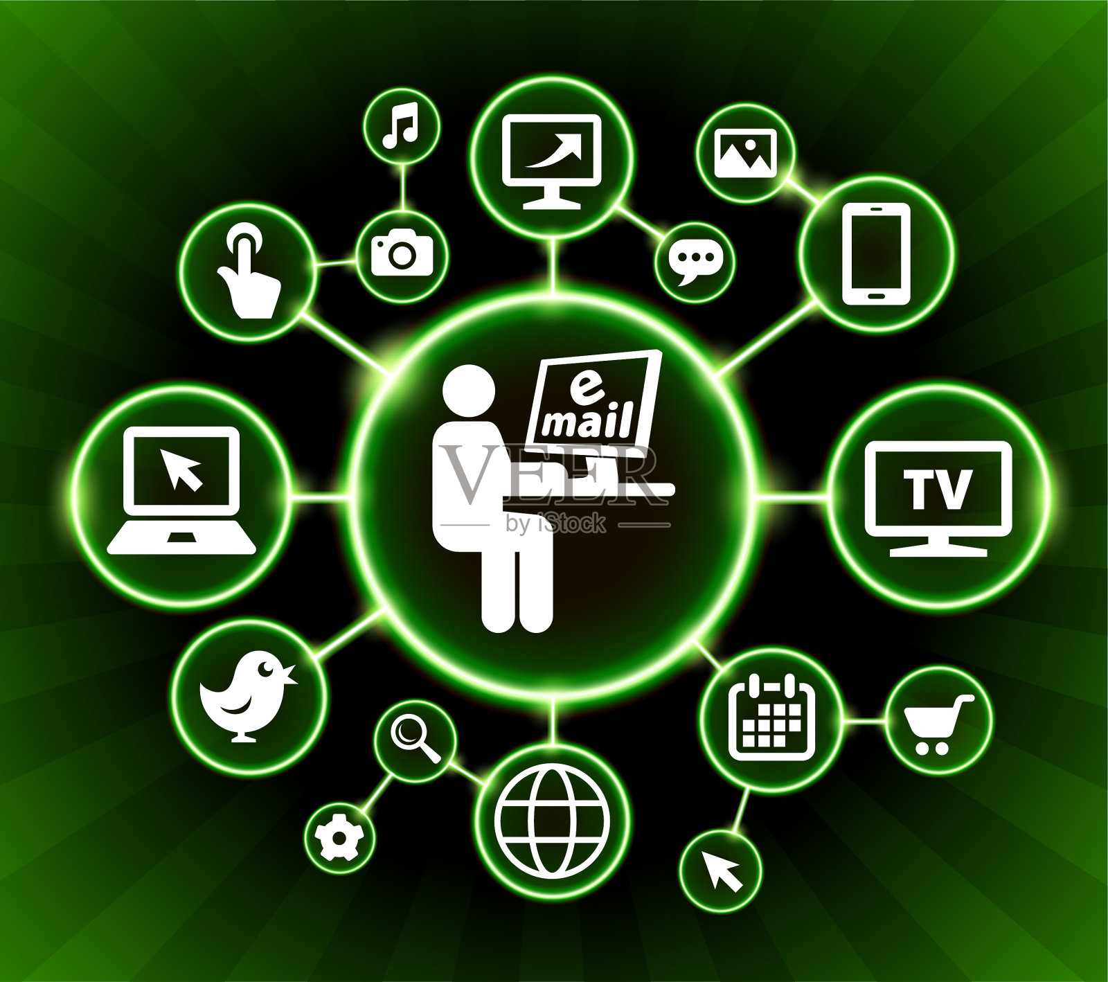 电子邮件对计算机互联网通信技术暗按钮背景插画图片素材